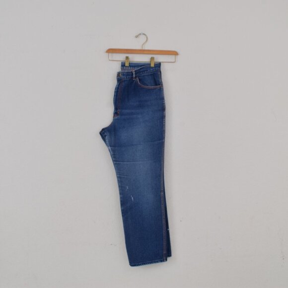Vintage Worrrn 80s Gitano Medium Wash Flat Front Cotton Pants size 18 SHORT | 34 - Picture 4 of 10